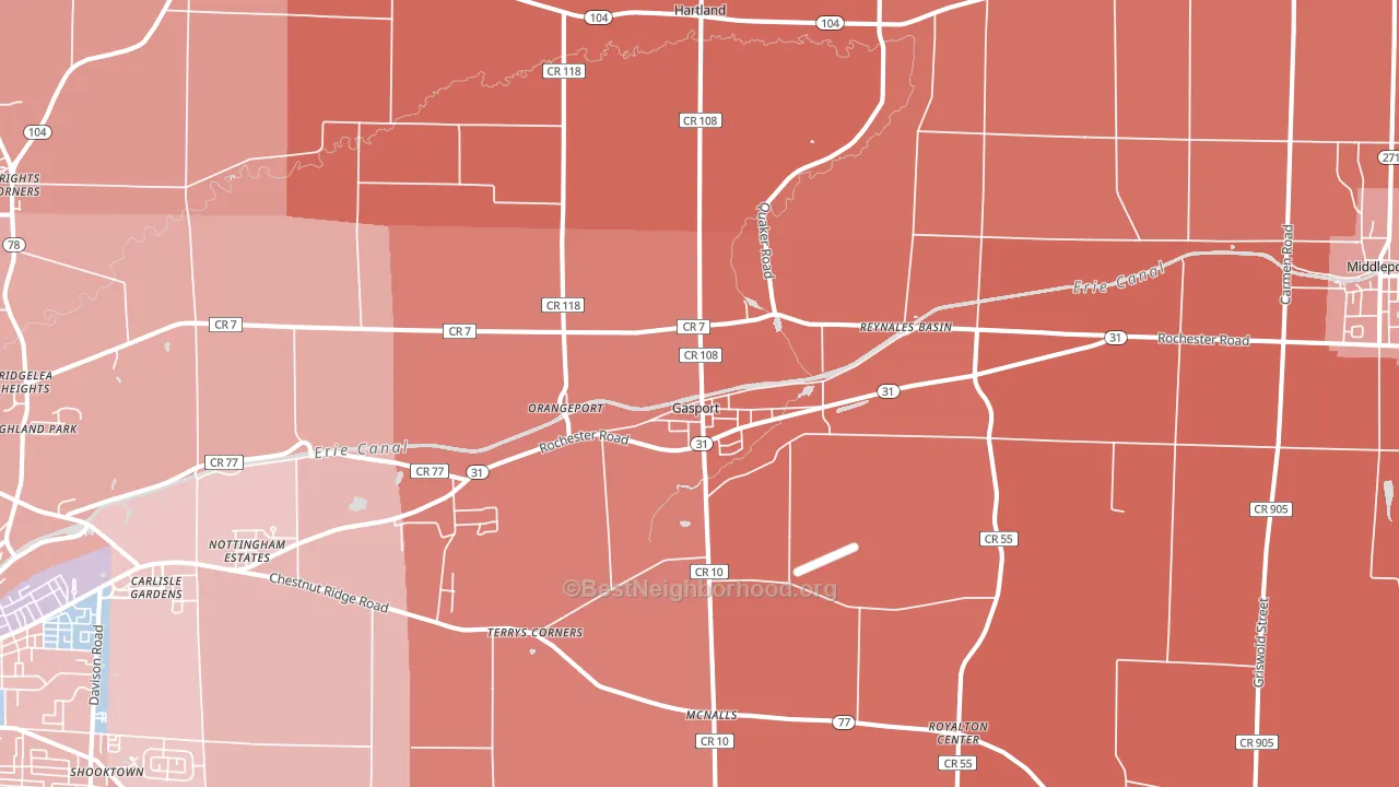 Gasport, NY block-group political-lean map
