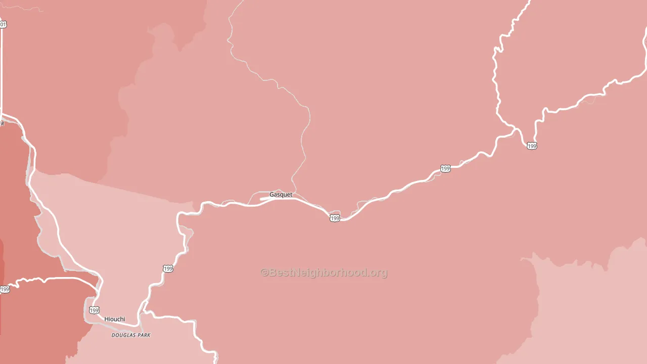 Gasquet, CA block-group political-lean map