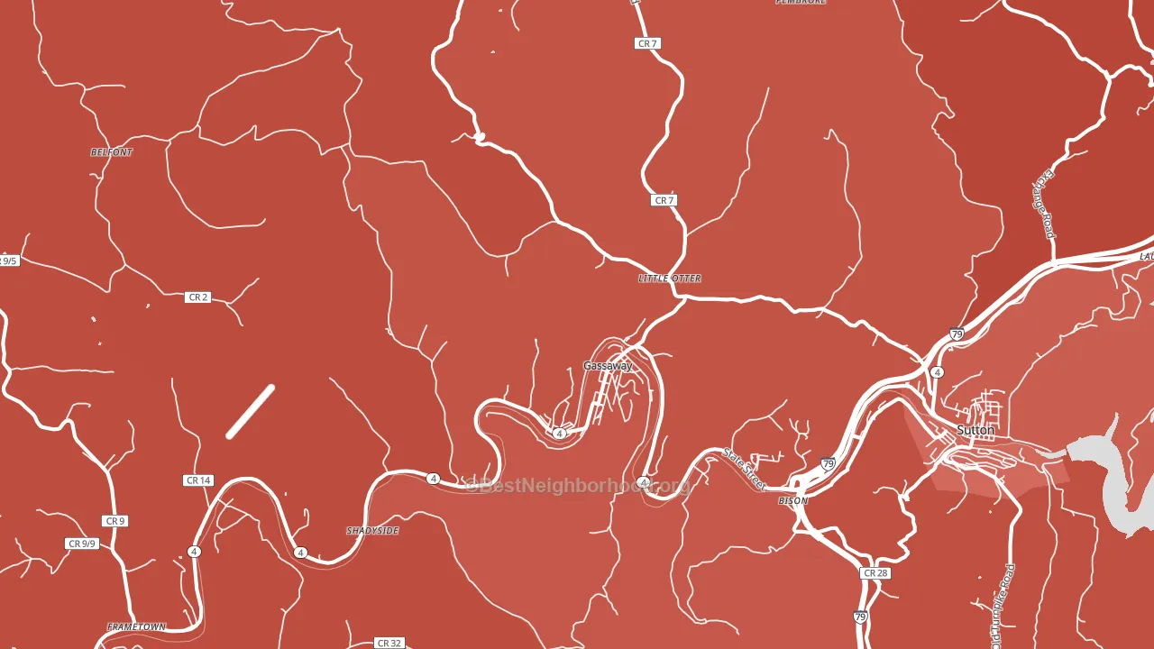 Gassaway, WV block-group political-lean map
