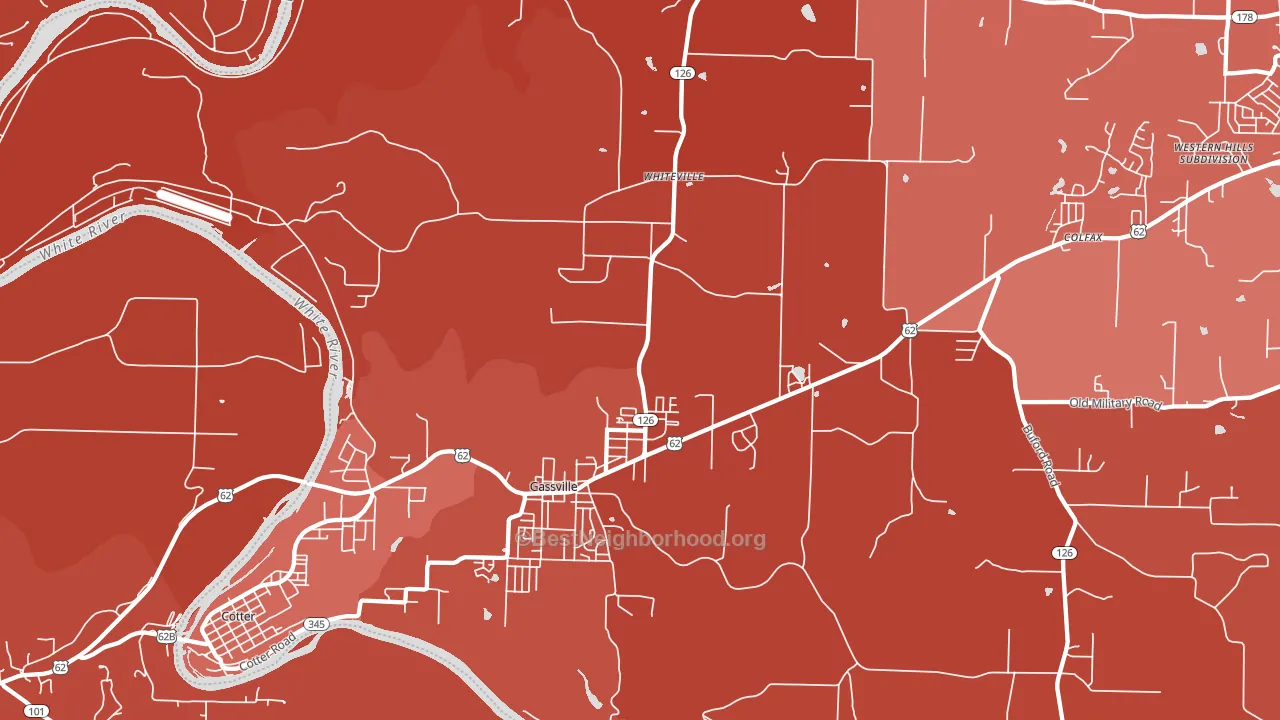 Gassville, AR block-group political-lean map