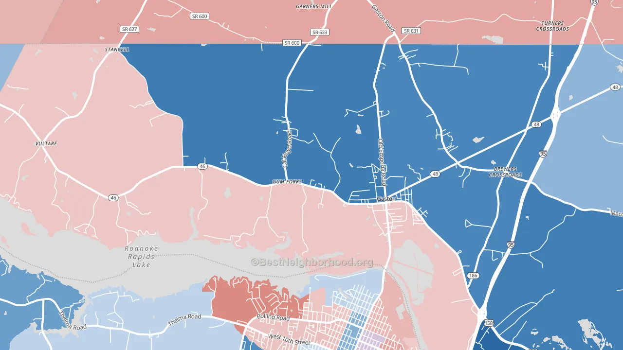Gaston, NC block-group political-lean map
