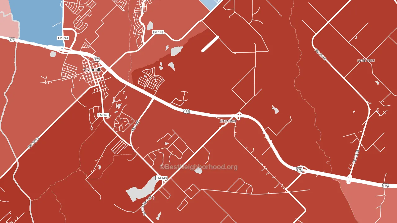 Gastonia, TX block-group political-lean map
