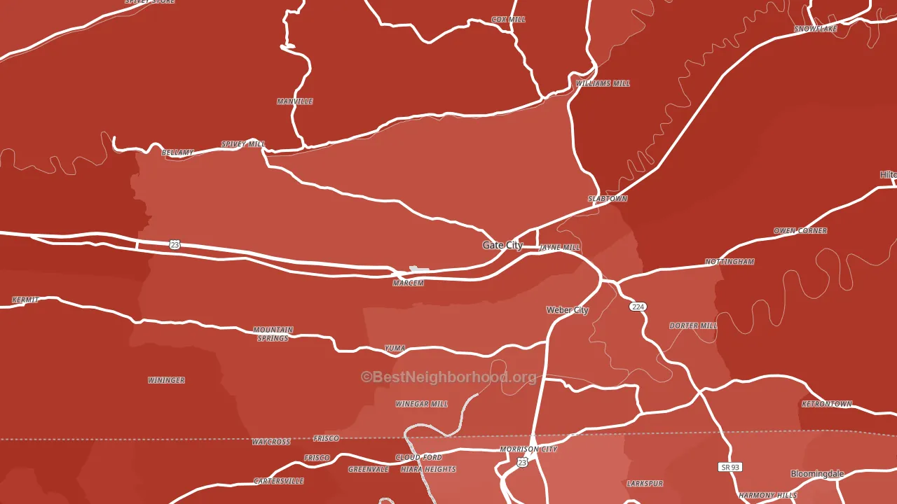 Gate City, VA block-group political-lean map