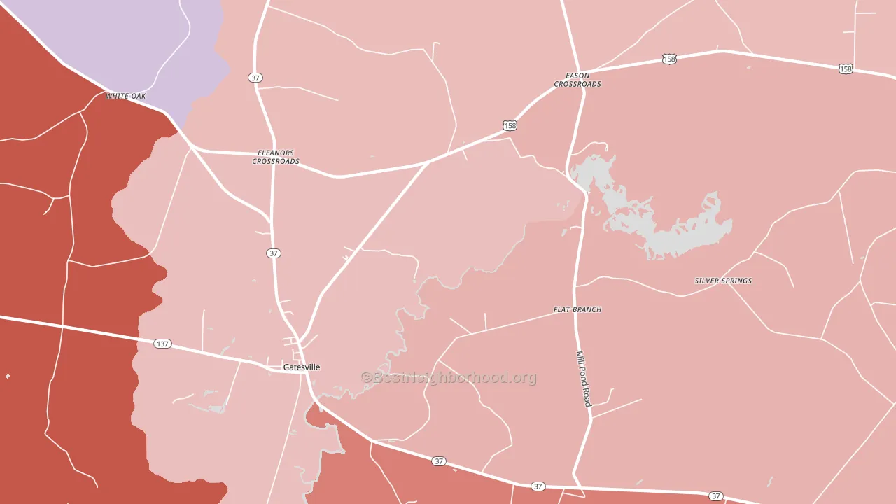 Gatesville, NC block-group political-lean map