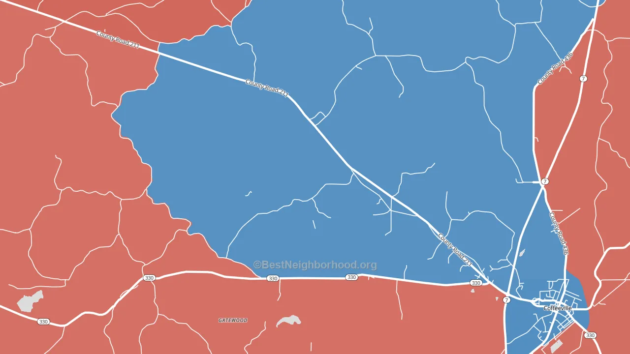 Gatewood, MS block-group political-lean map