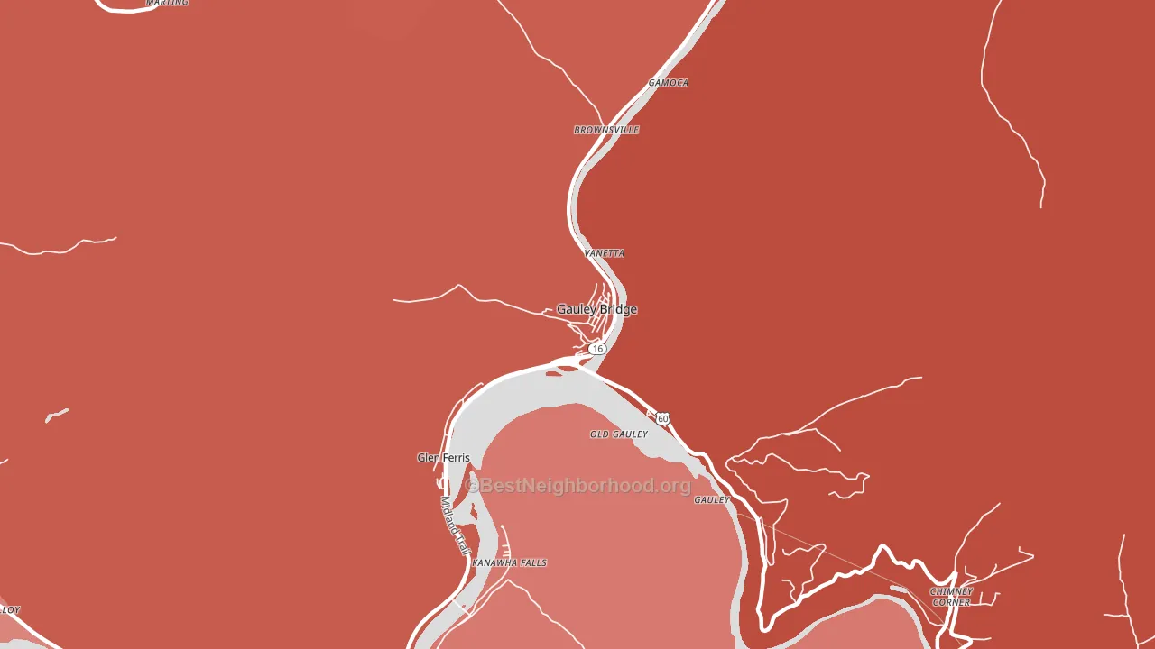 Gauley Bridge, WV block-group political-lean map