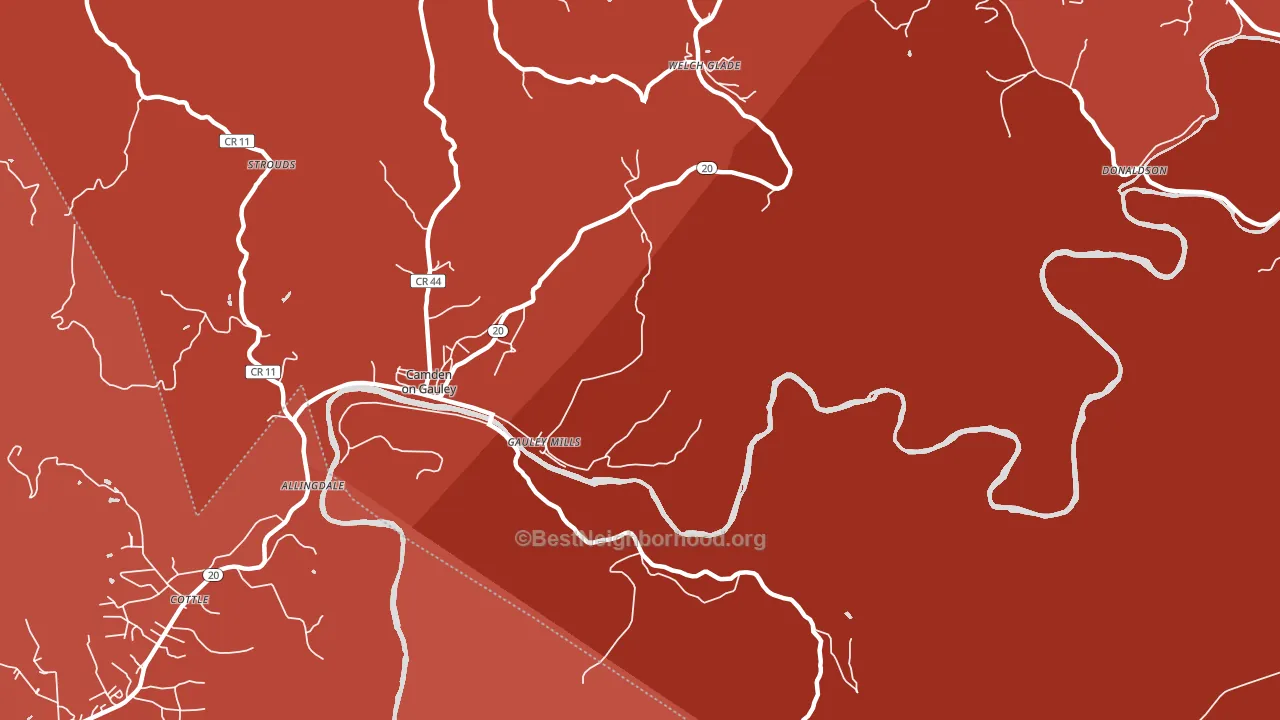 Gauley Mills, WV block-group political-lean map
