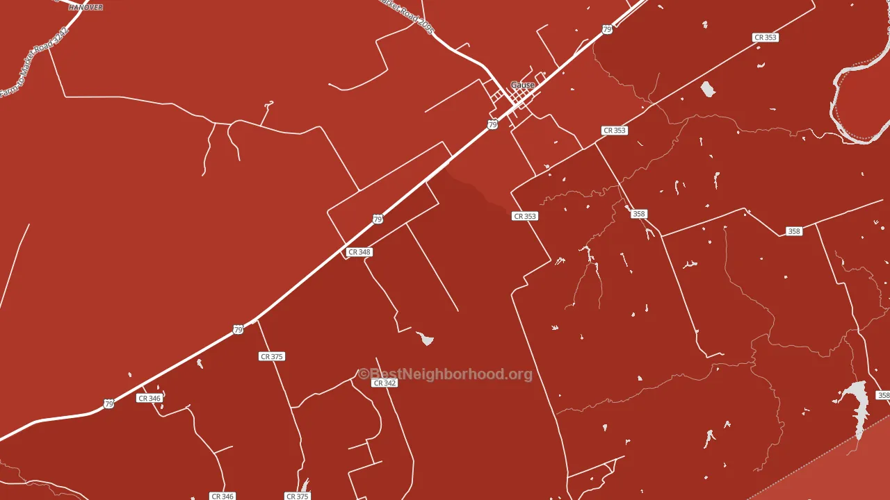 Gause, TX block-group political-lean map