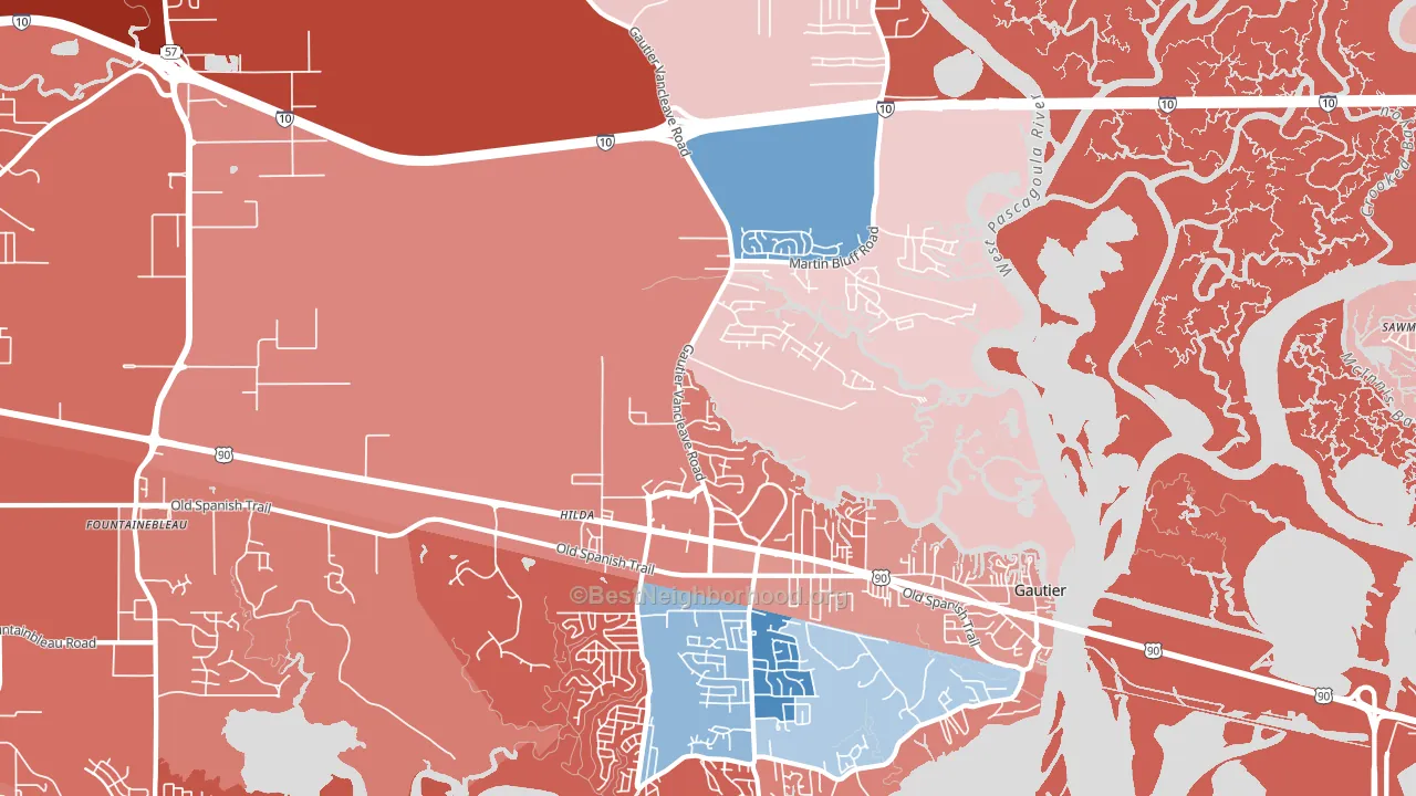 Gautier, MS block-group political-lean map
