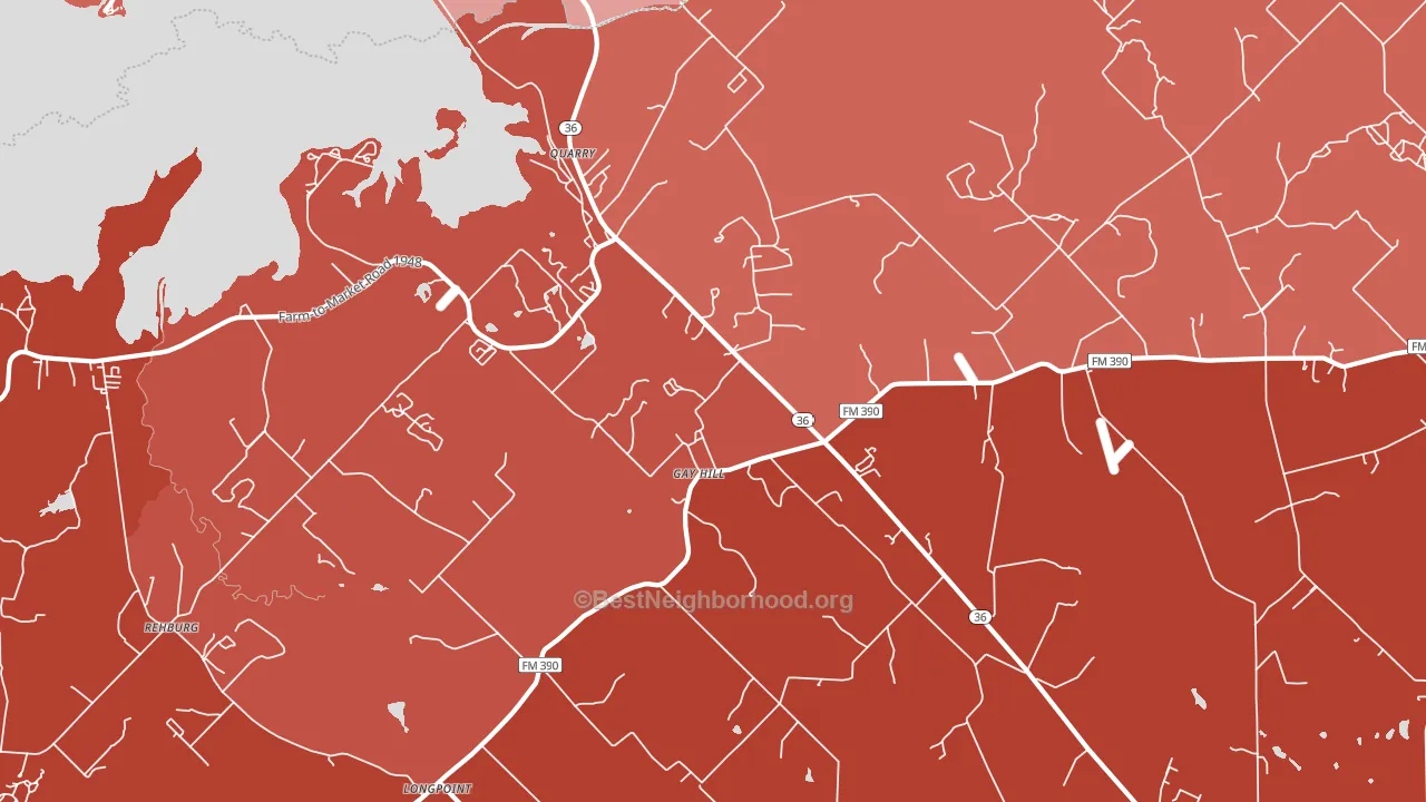 Gay Hill, TX block-group political-lean map