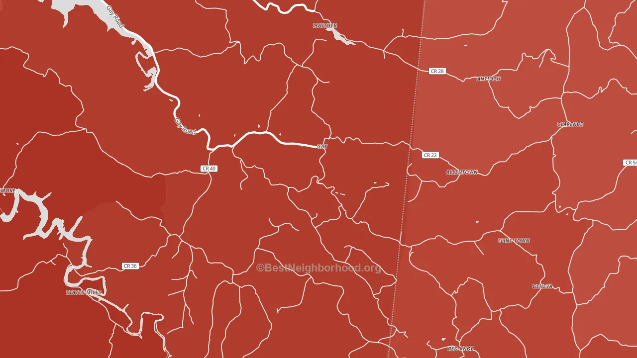 Gay, WV block-group political-lean map