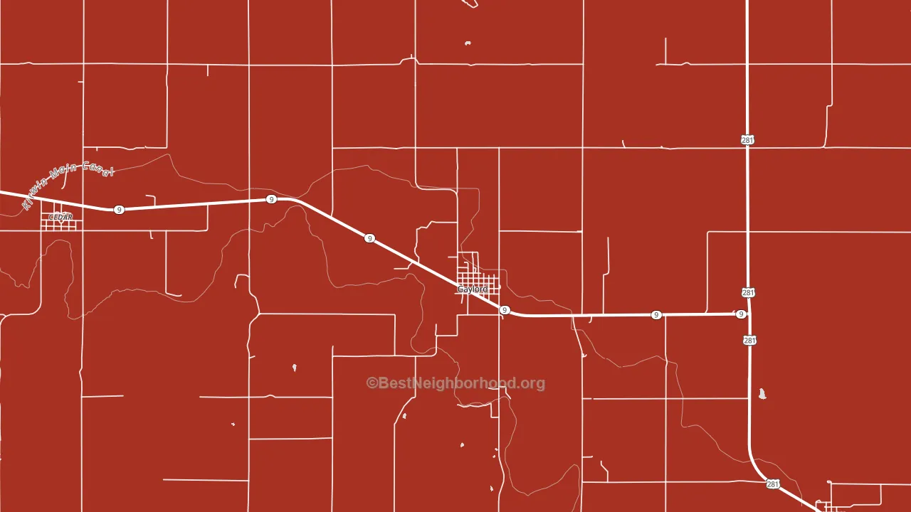 Gaylord, KS block-group political-lean map