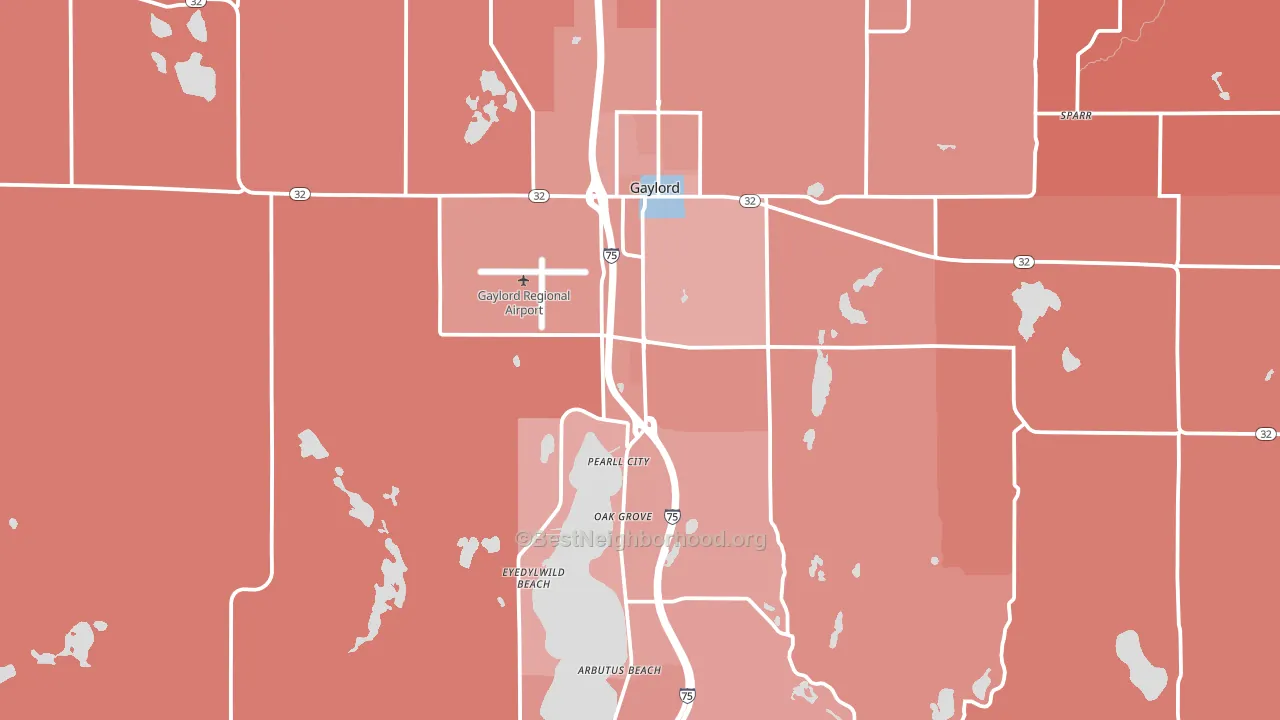 Gaylord, MI block-group political-lean map