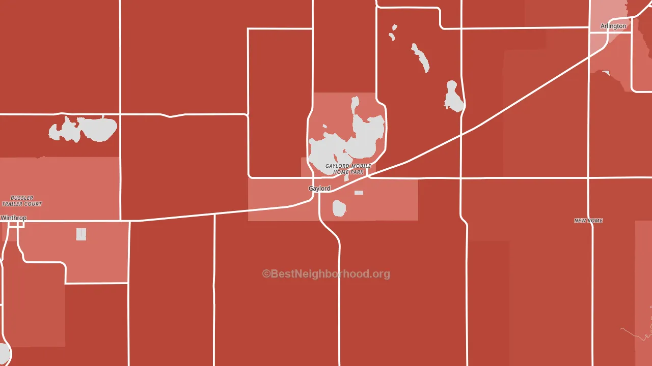 Gaylord, MN block-group political-lean map