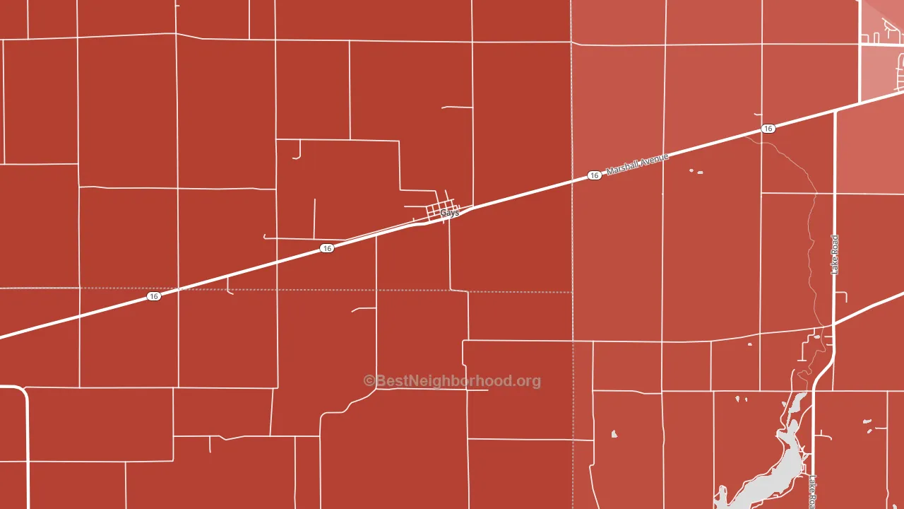 Gays, IL block-group political-lean map
