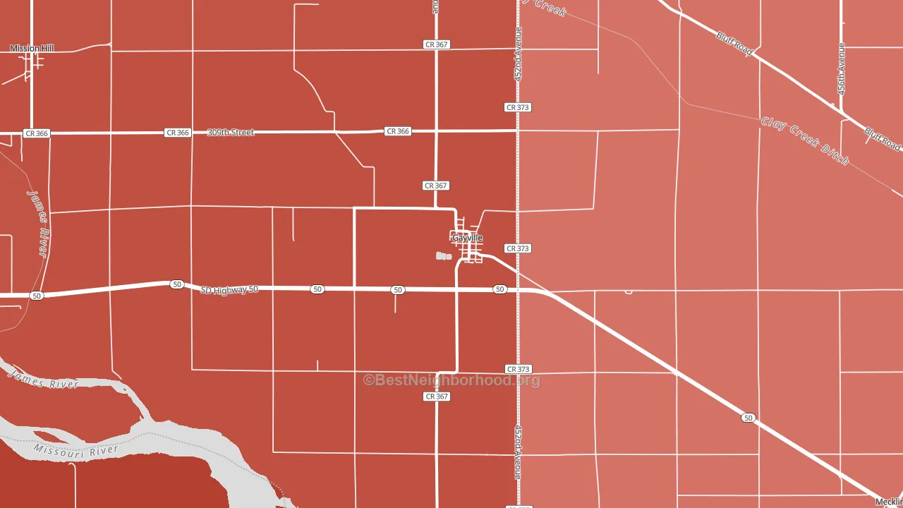 Gayville, SD block-group political-lean map