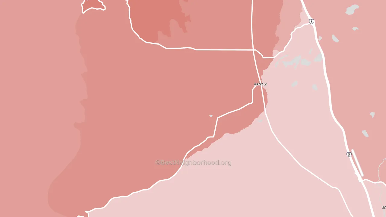 Gazelle, CA block-group political-lean map