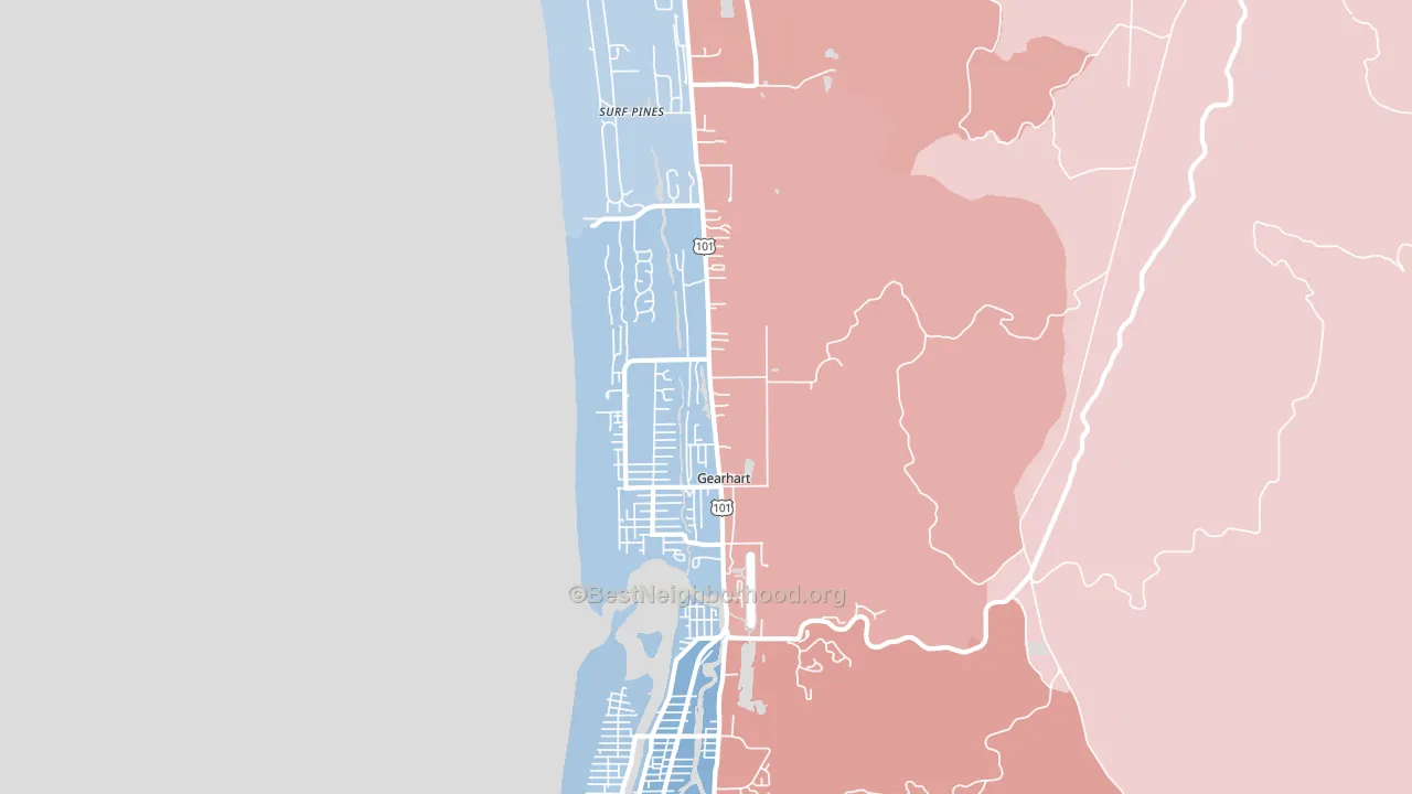 Gearhart, OR block-group political-lean map