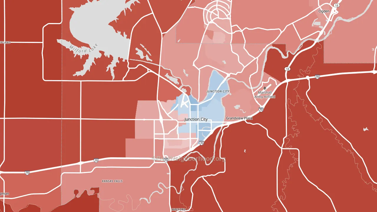 Geary County, KS block-group political-lean map