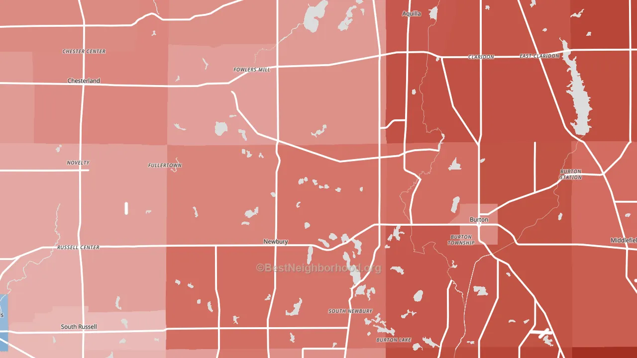 Geauga County, OH block-group political-lean map