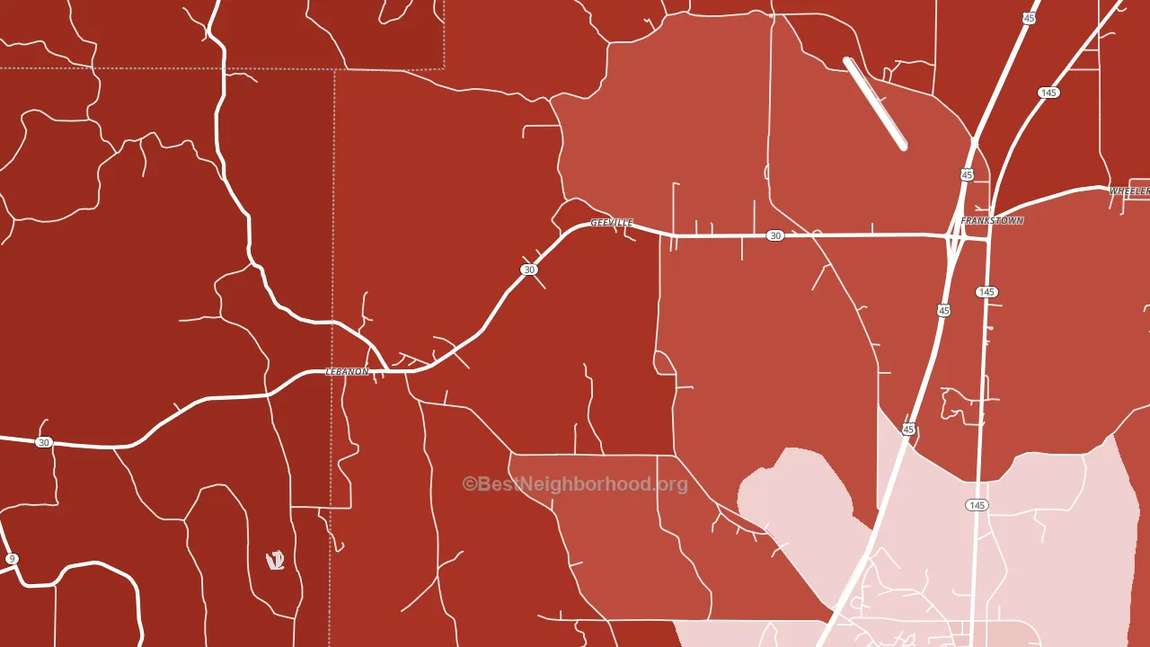 Geeville, MS block-group political-lean map