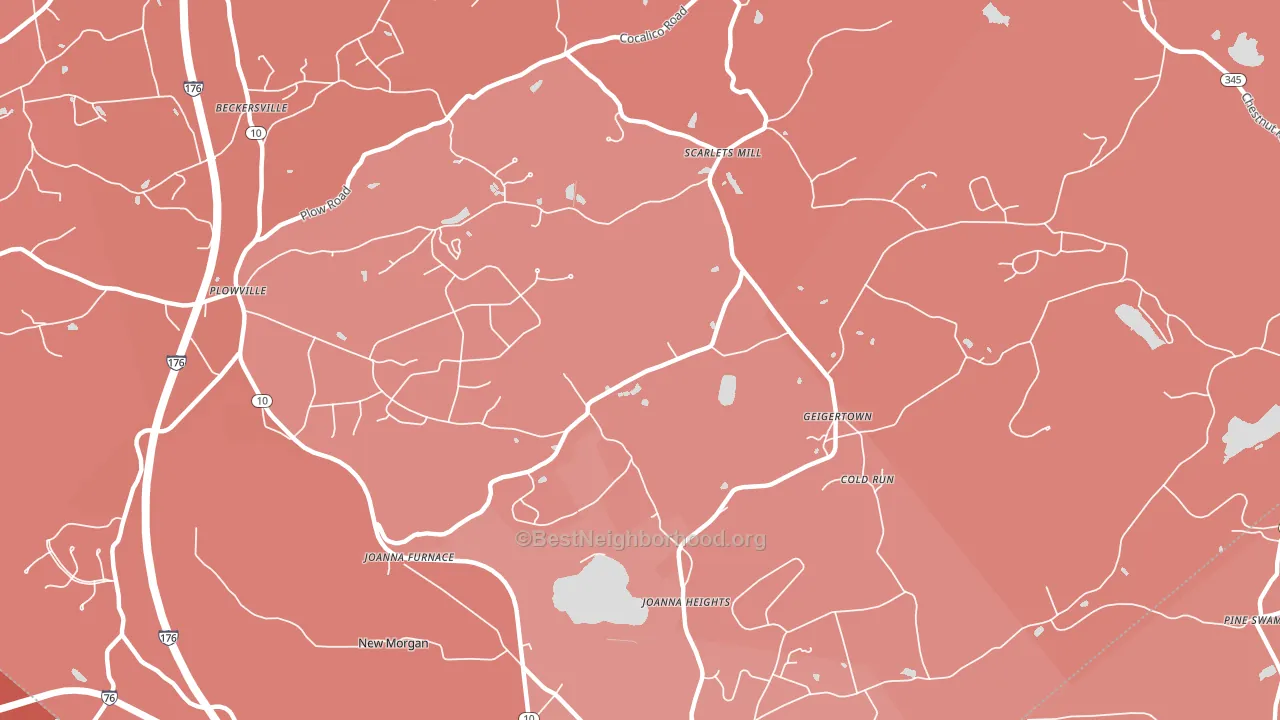 Geigertown, PA block-group political-lean map