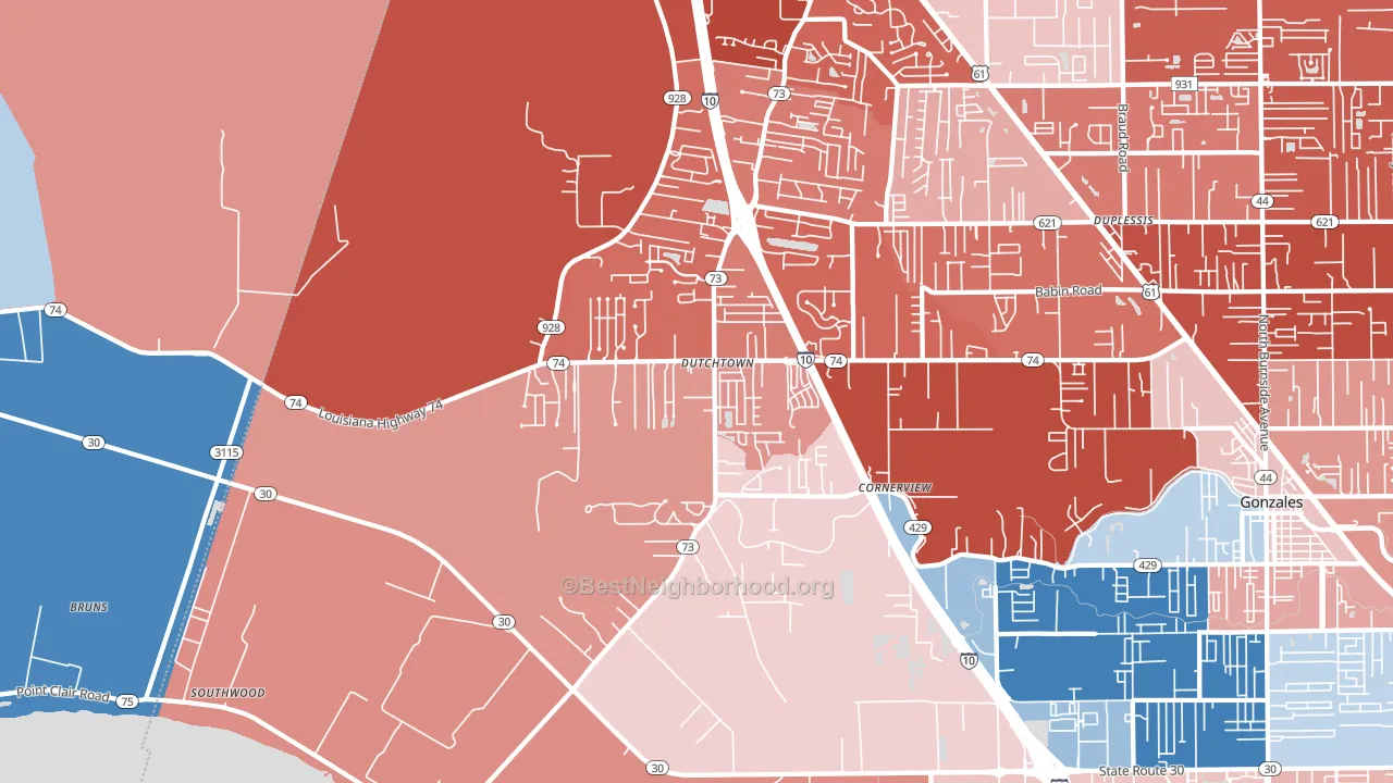 Geismar, LA block-group political-lean map