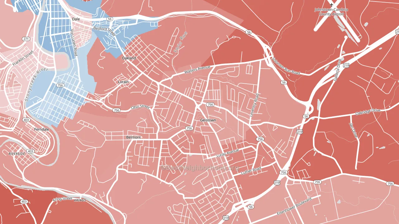 Geistown, PA block-group political-lean map