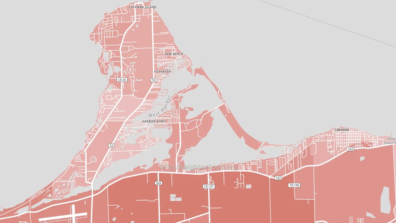 Gem Beach, OH block-group political-lean map