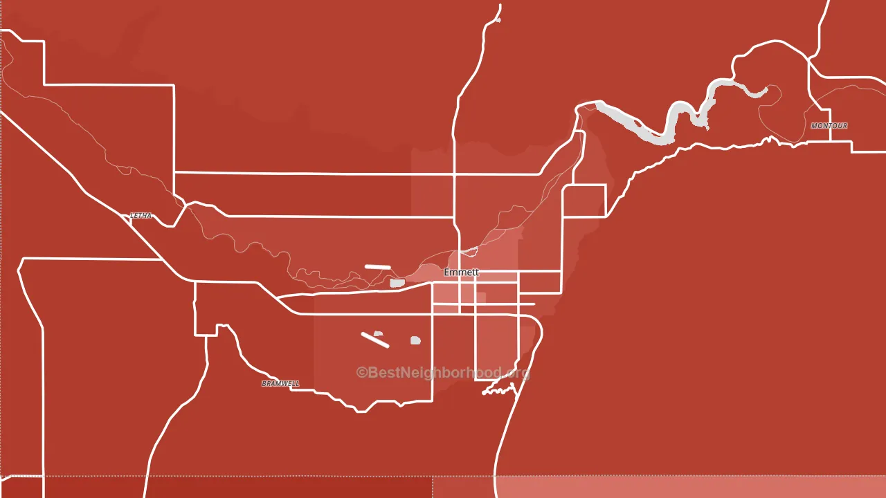 Gem County, ID block-group political-lean map
