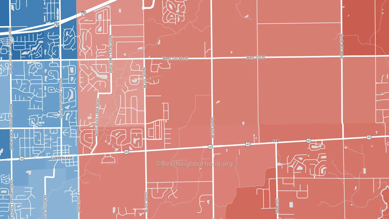 Gem, IN block-group political-lean map