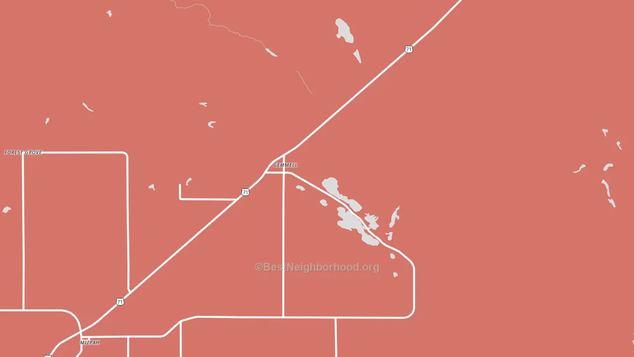 Gemmell, MN block-group political-lean map