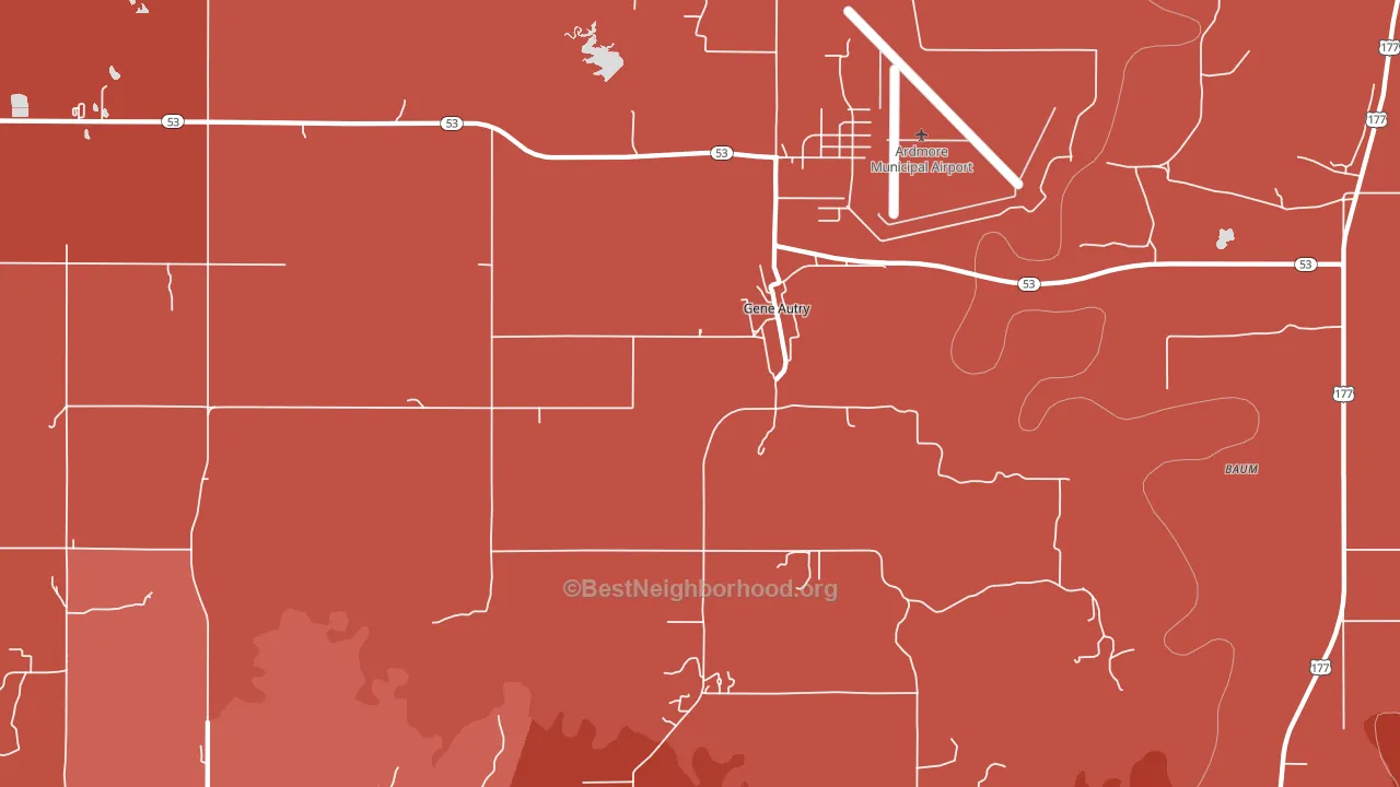 Gene Autry, OK block-group political-lean map
