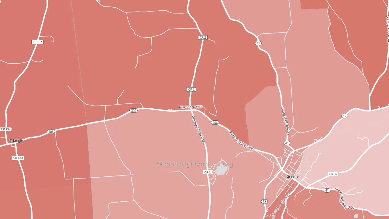 Genegantslet, NY block-group political-lean map
