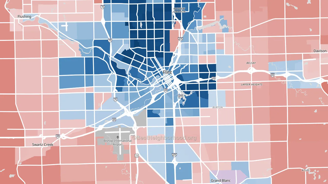 Genesee County, MI block-group political-lean map