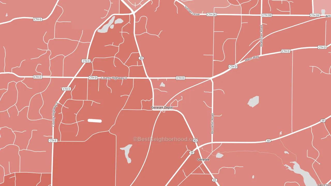 Genesee Depot, WI block-group political-lean map
