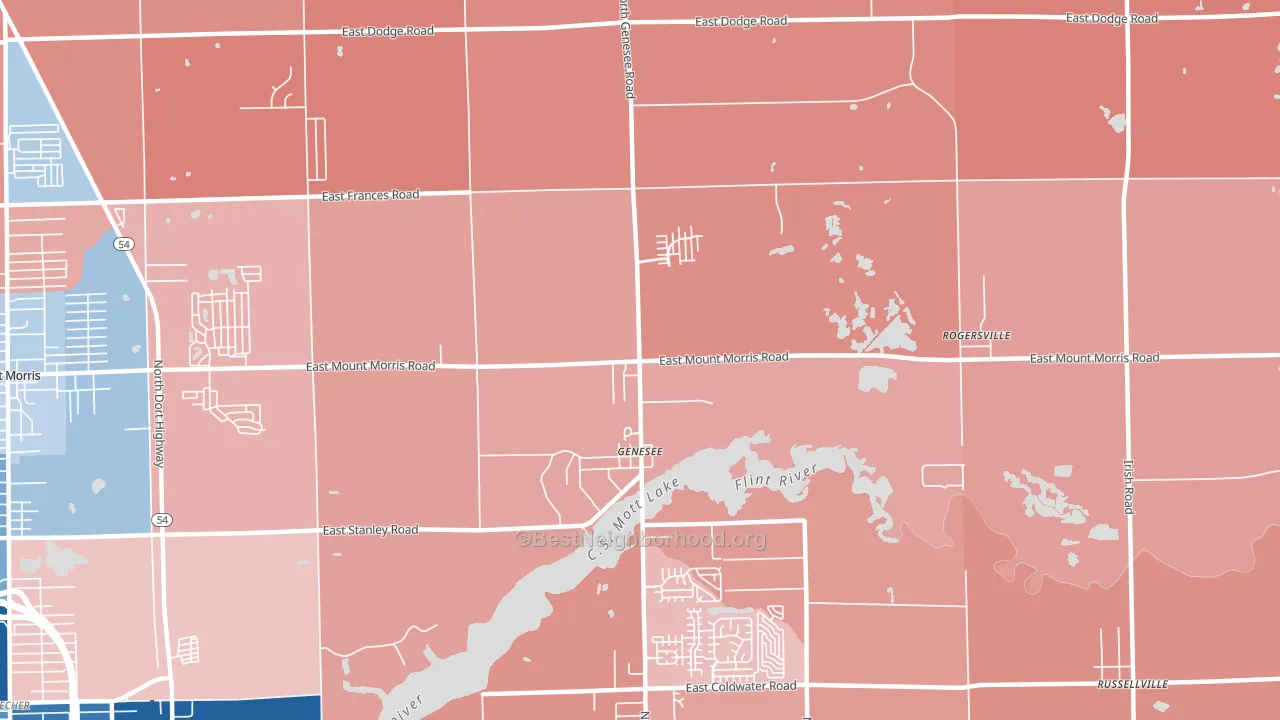 Genesee, MI block-group political-lean map