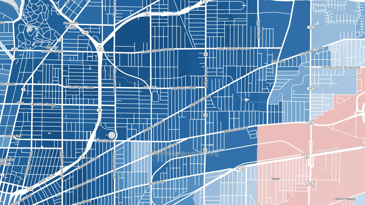 Genesee Moselle, Buffalo, NY block-group political-lean map