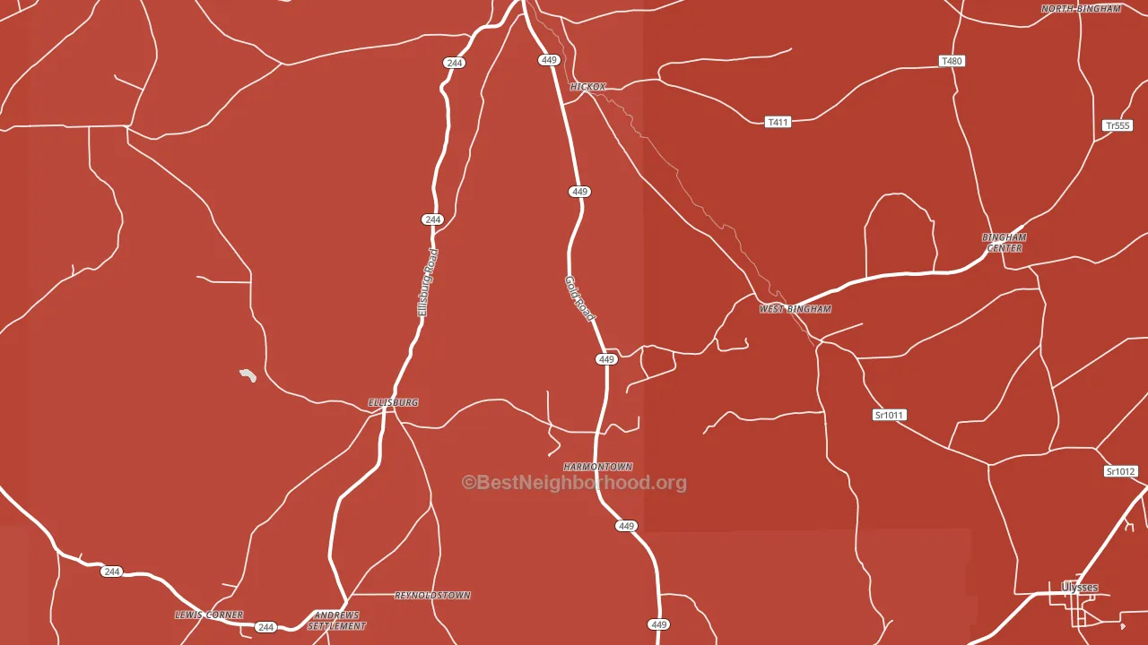 Genesee, PA block-group political-lean map