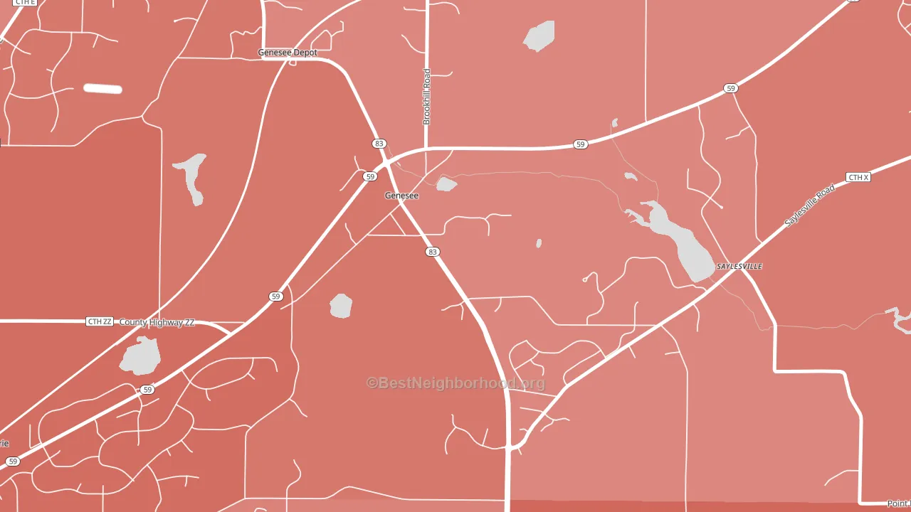 Genesee, WI block-group political-lean map
