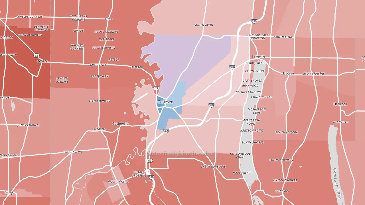 Geneseo, NY block-group political-lean map