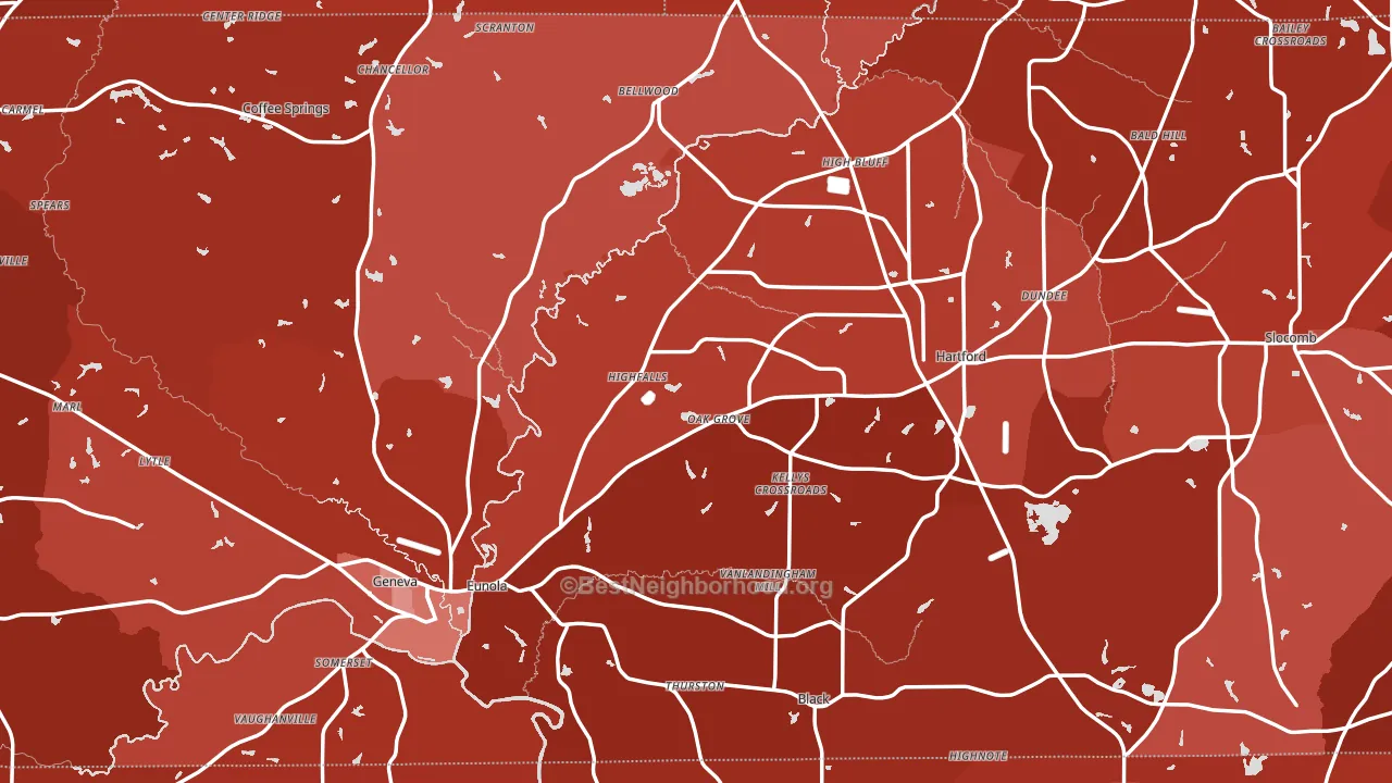 Geneva County, AL block-group political-lean map