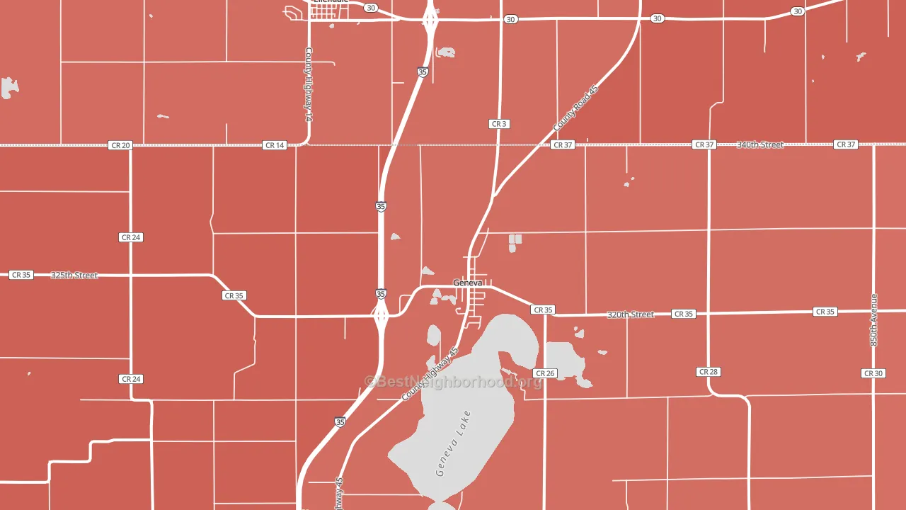 Geneva, MN block-group political-lean map