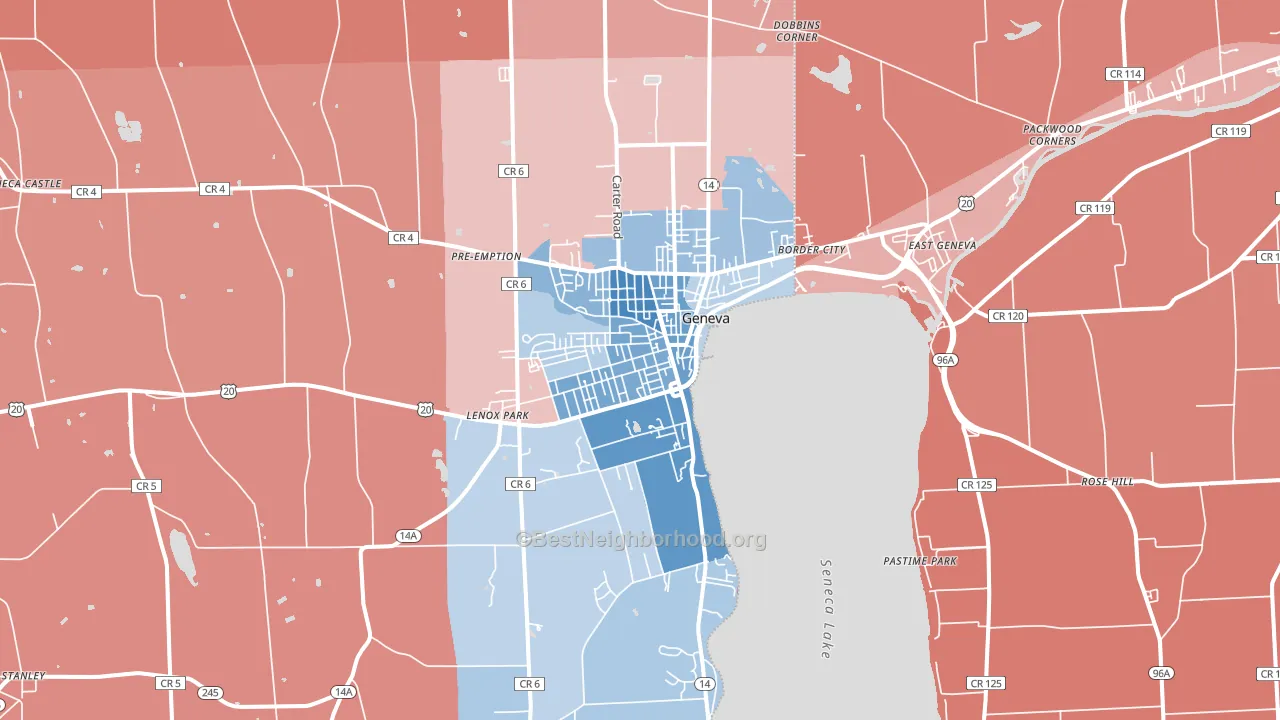 Geneva, NY block-group political-lean map