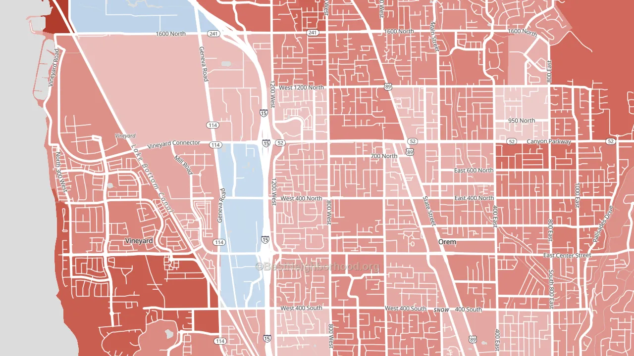 Geneva, Orem, UT block-group political-lean map