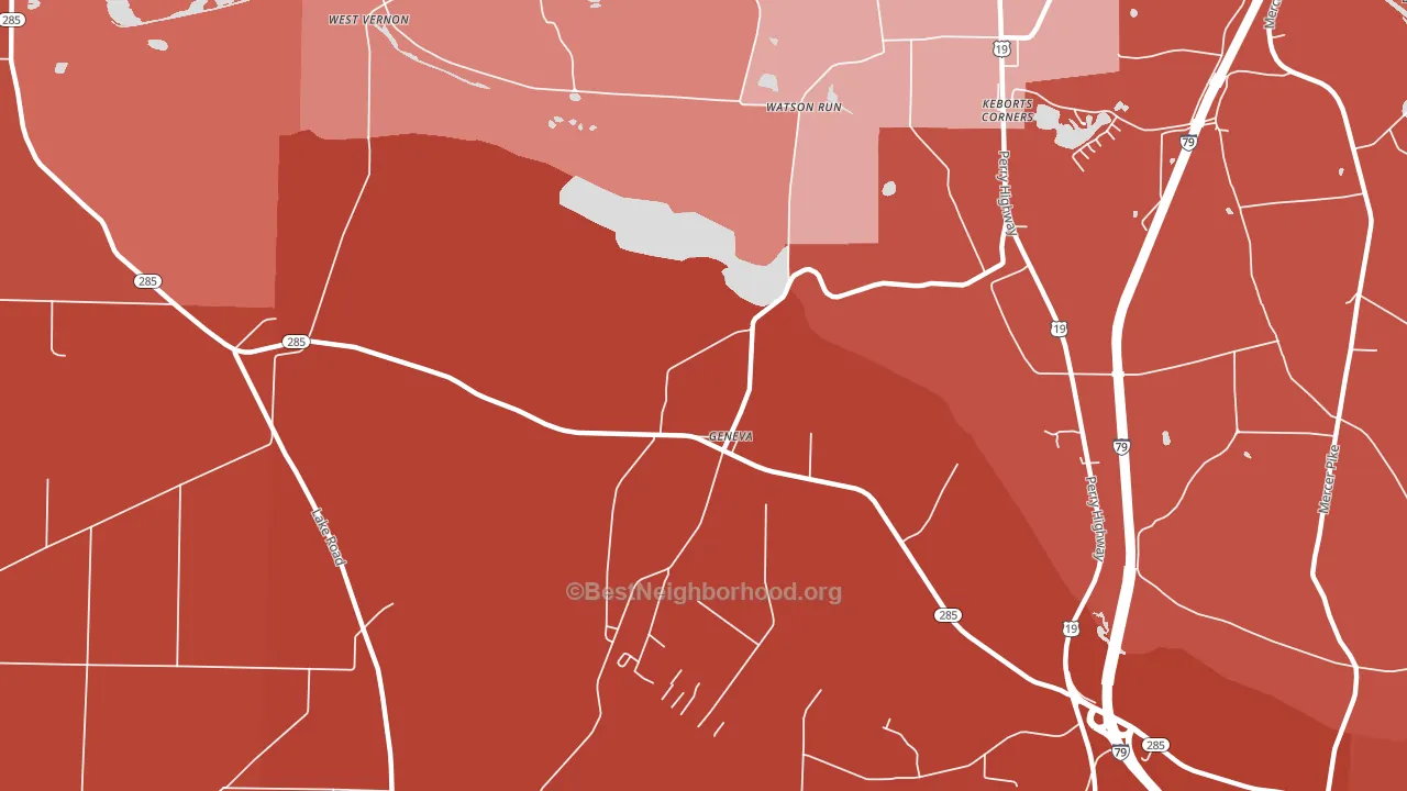 Geneva, PA block-group political-lean map