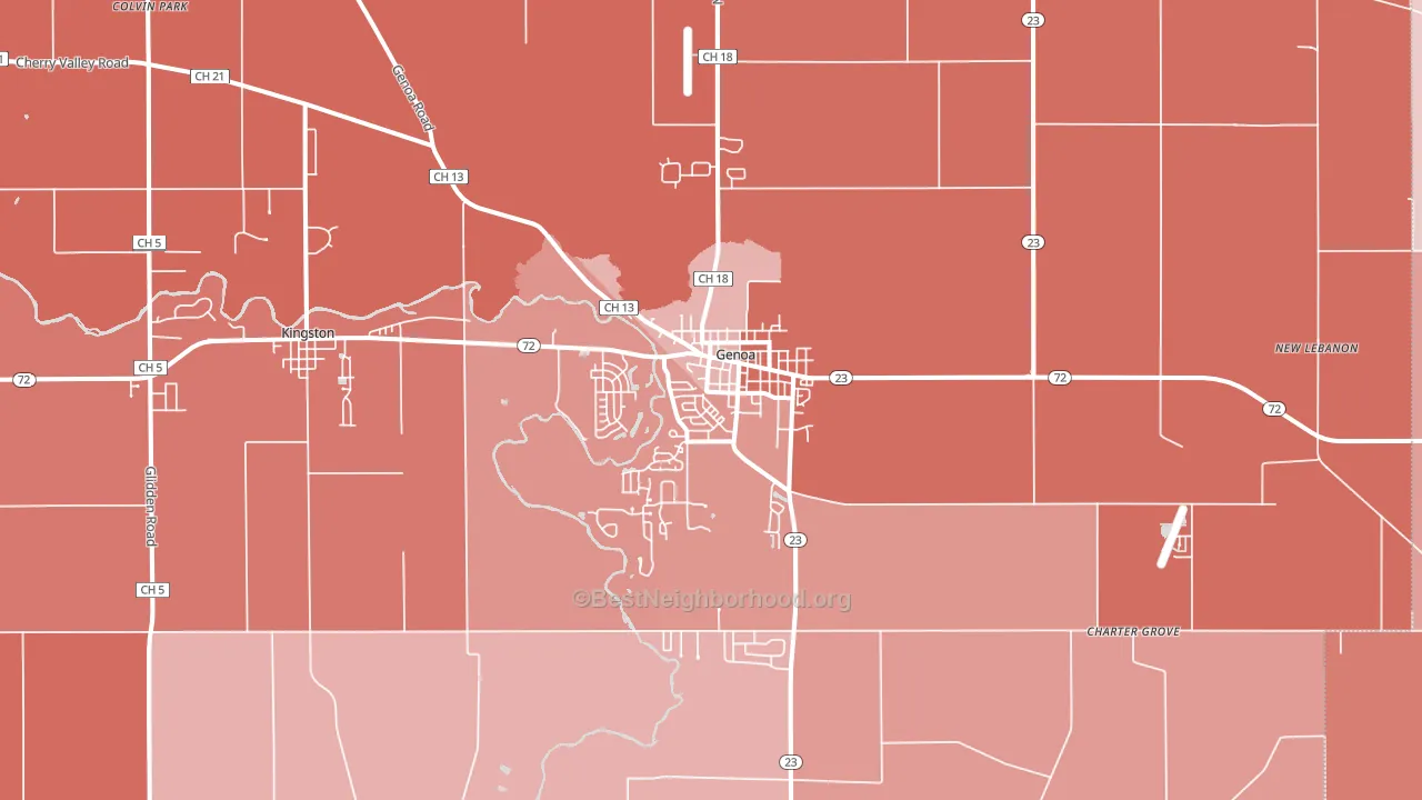 Genoa, IL block-group political-lean map