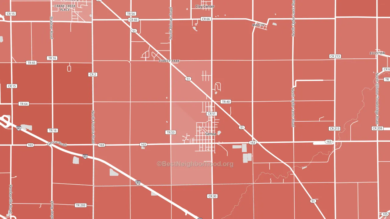 Genoa, OH block-group political-lean map