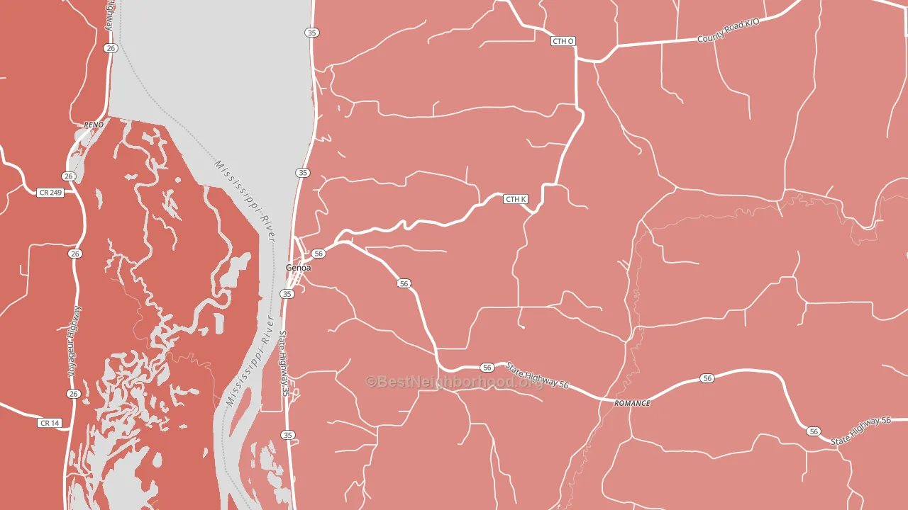 Genoa, WI block-group political-lean map