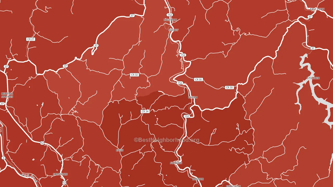 Genoa, WV block-group political-lean map